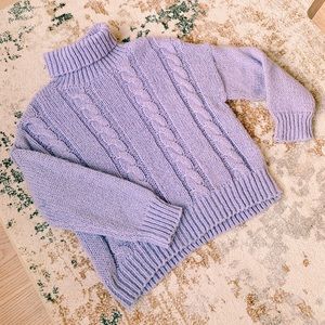 Purple Turtleneck Knit Sweater